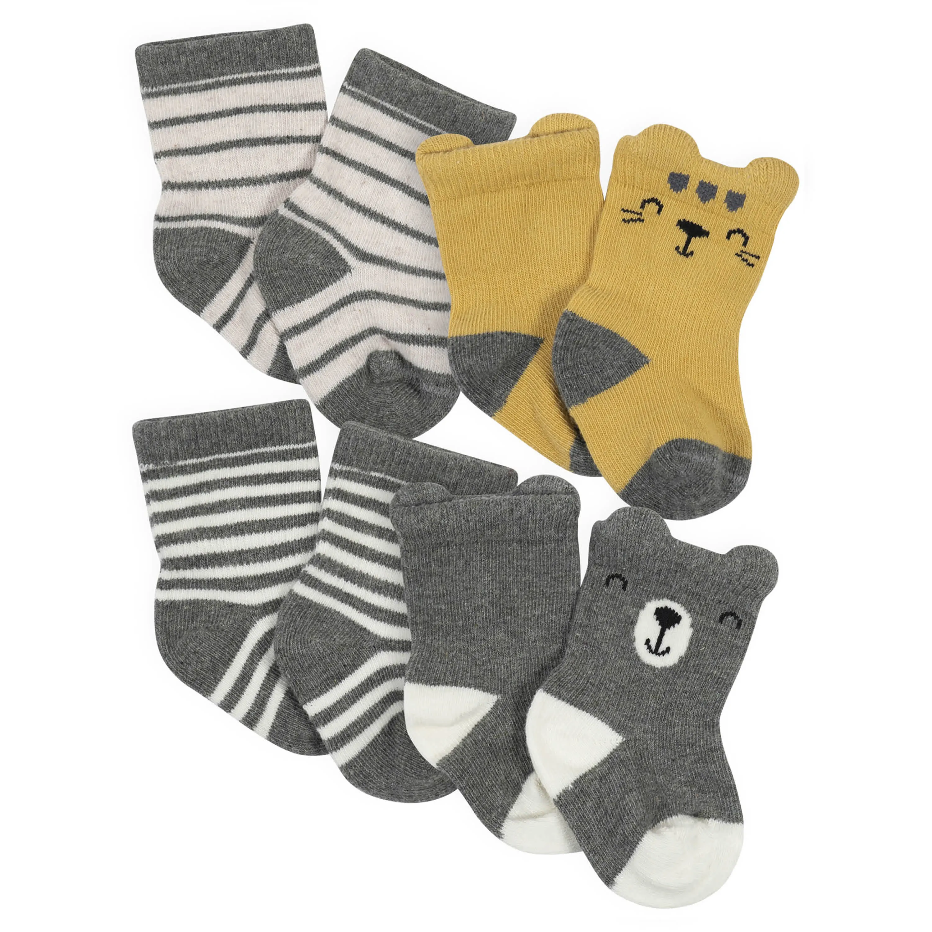 10-Pack Baby Boys Lion & White Wiggle Proof® Socks