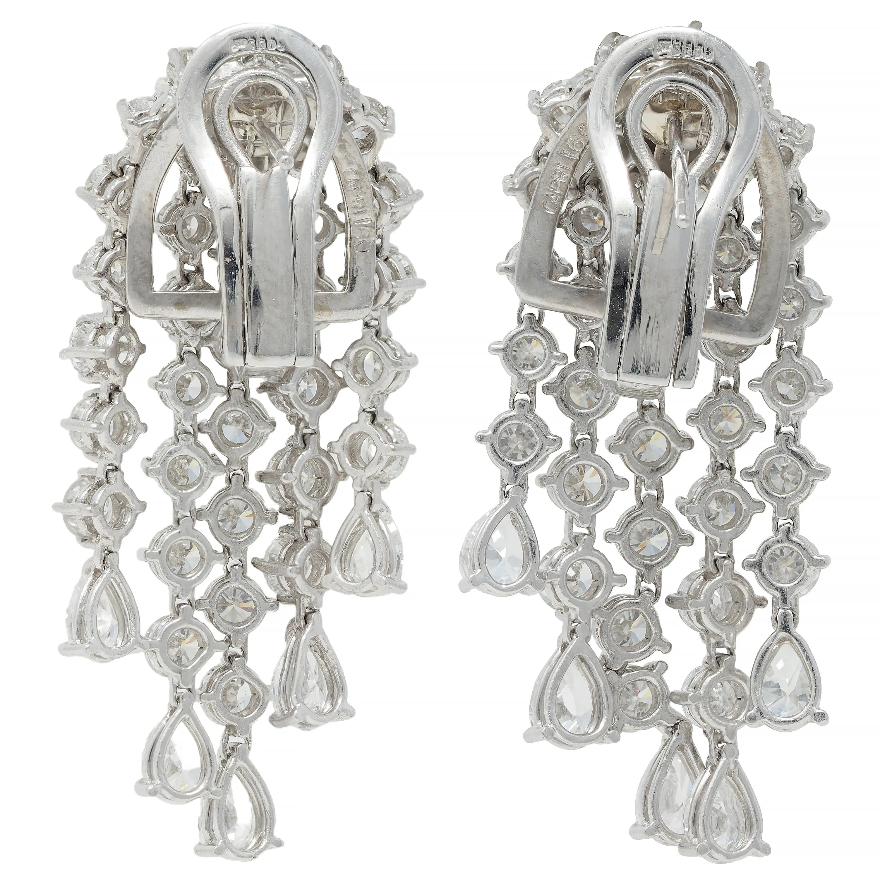 1950's Capri 9.56 CTW Diamond 18 Karat White Gold Vintage Waterfall Fringe Earrings