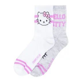 2 Pack Hello Kitty Ribbed Mid Crew - Adult