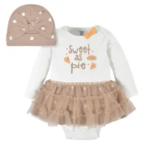 2-Piece Baby Girls Sweet As Pie Skirted Onesies® Bodysuit & Cap