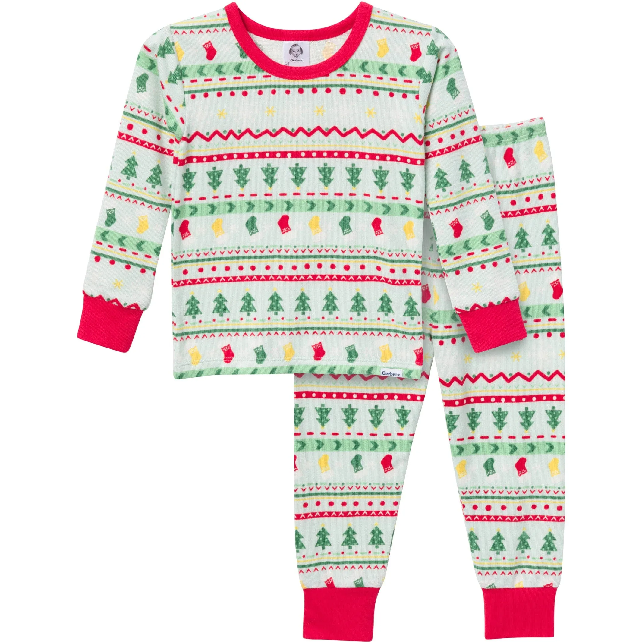 2-Piece Infant & Toddler Neutral Oh What Fun Fair Isle Hacci Snug Fit Pajama Set