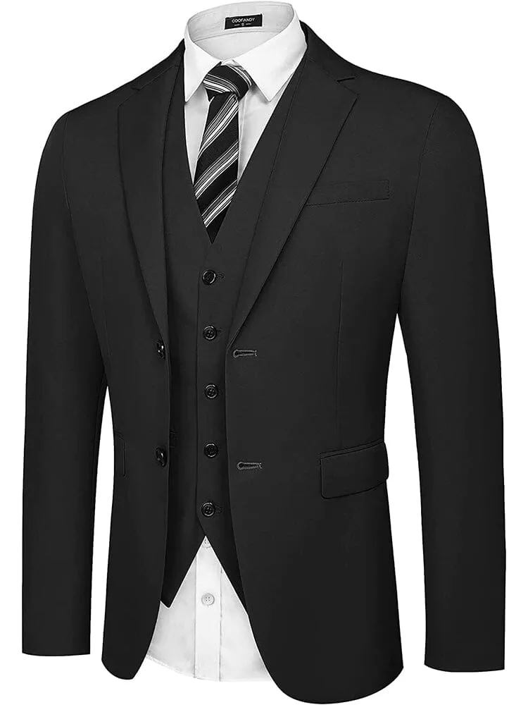 2-Piece Two Button Solid Prom Tuxedo Blazer Vest Set (US Only)