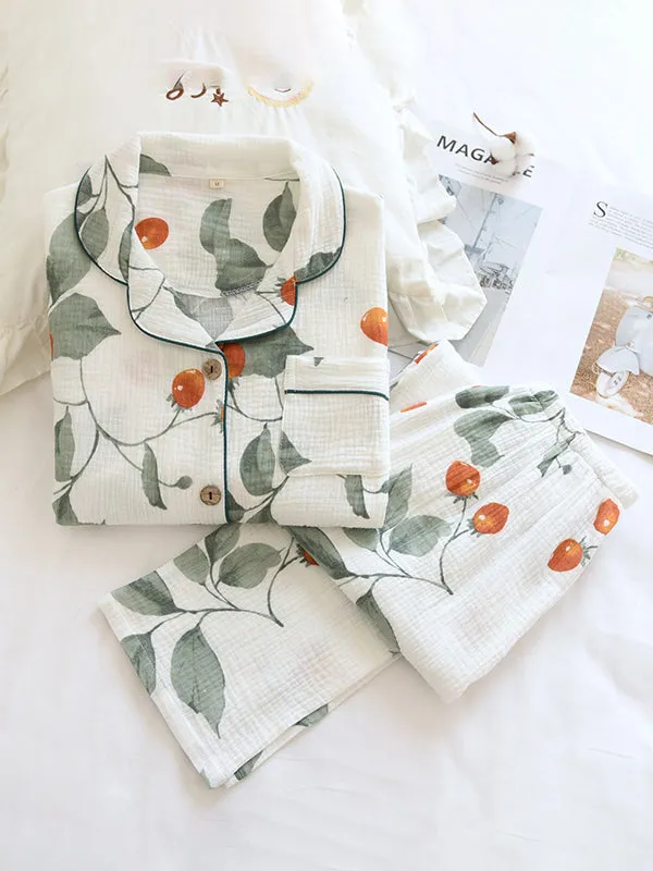 2Pcs Cherry Tomato Cotton Pajamas Set