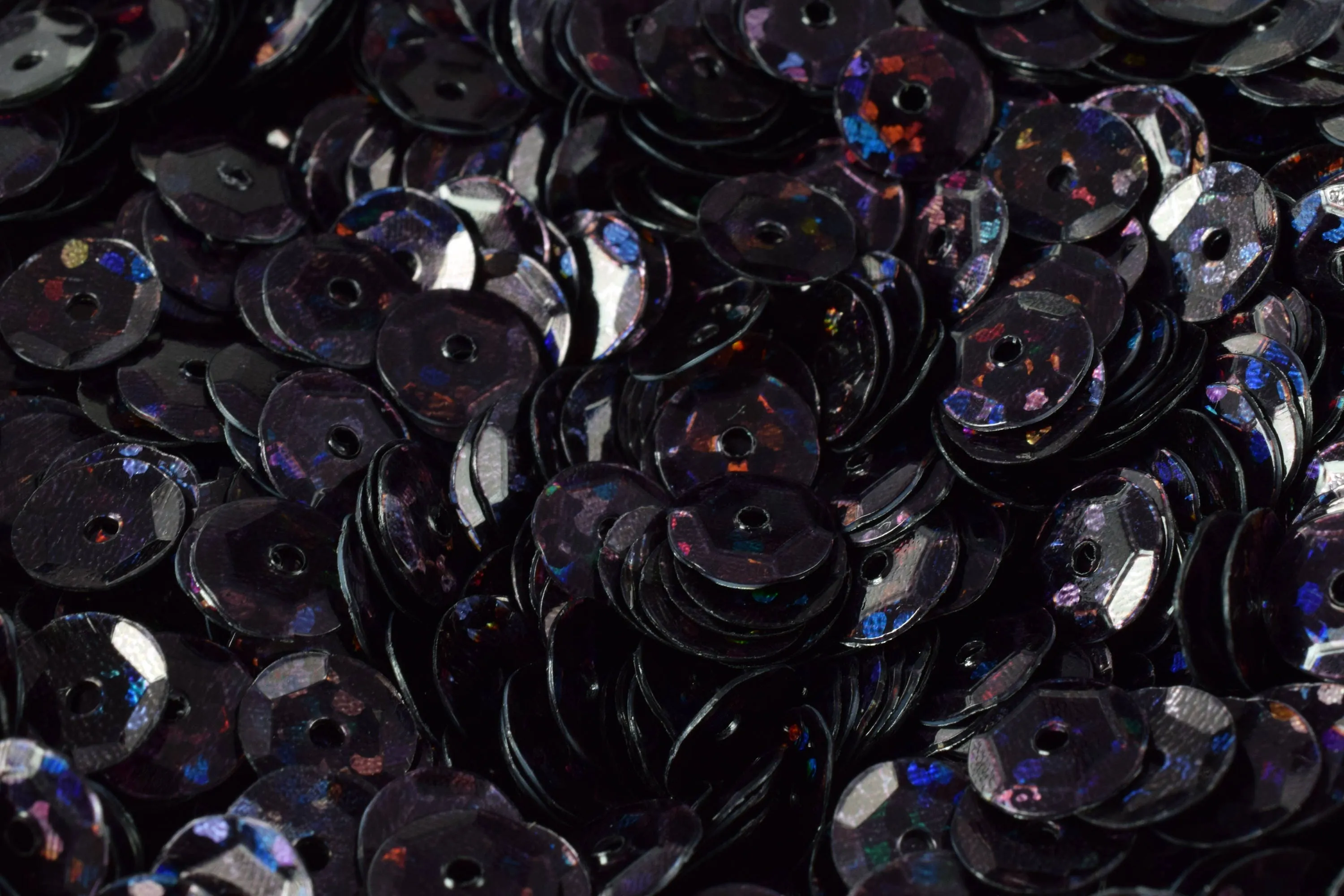 3/4/6mm Black Multi Cup Iridescent Sequins Sheen Round Sequins/Loose Paillettes,Wholesale Sequins,Shimmering Sequin Apparel