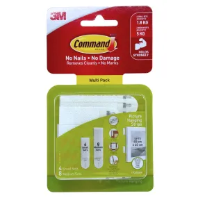 3M Command Small & Medium Picture Hanging Strips 4 Sets Small, 8 Sets Medium