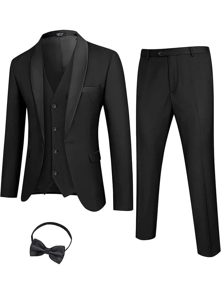 4 Pieces Suit Shawl Lapel Tuxedo Slim Fit Set (US Only)