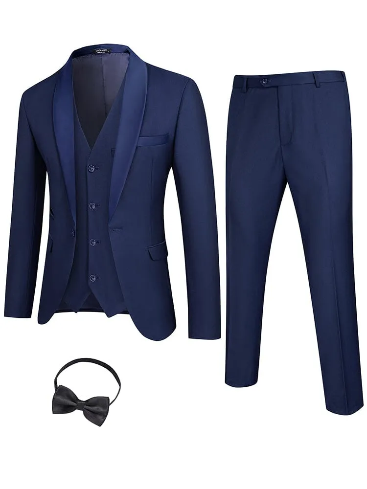 4 Pieces Suit Shawl Lapel Tuxedo Slim Fit Set (US Only)