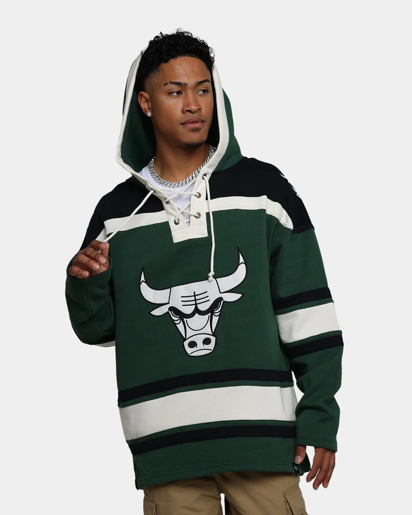 47 Brand Chicago Bulls Superior Lacer Hoodie Dark Green