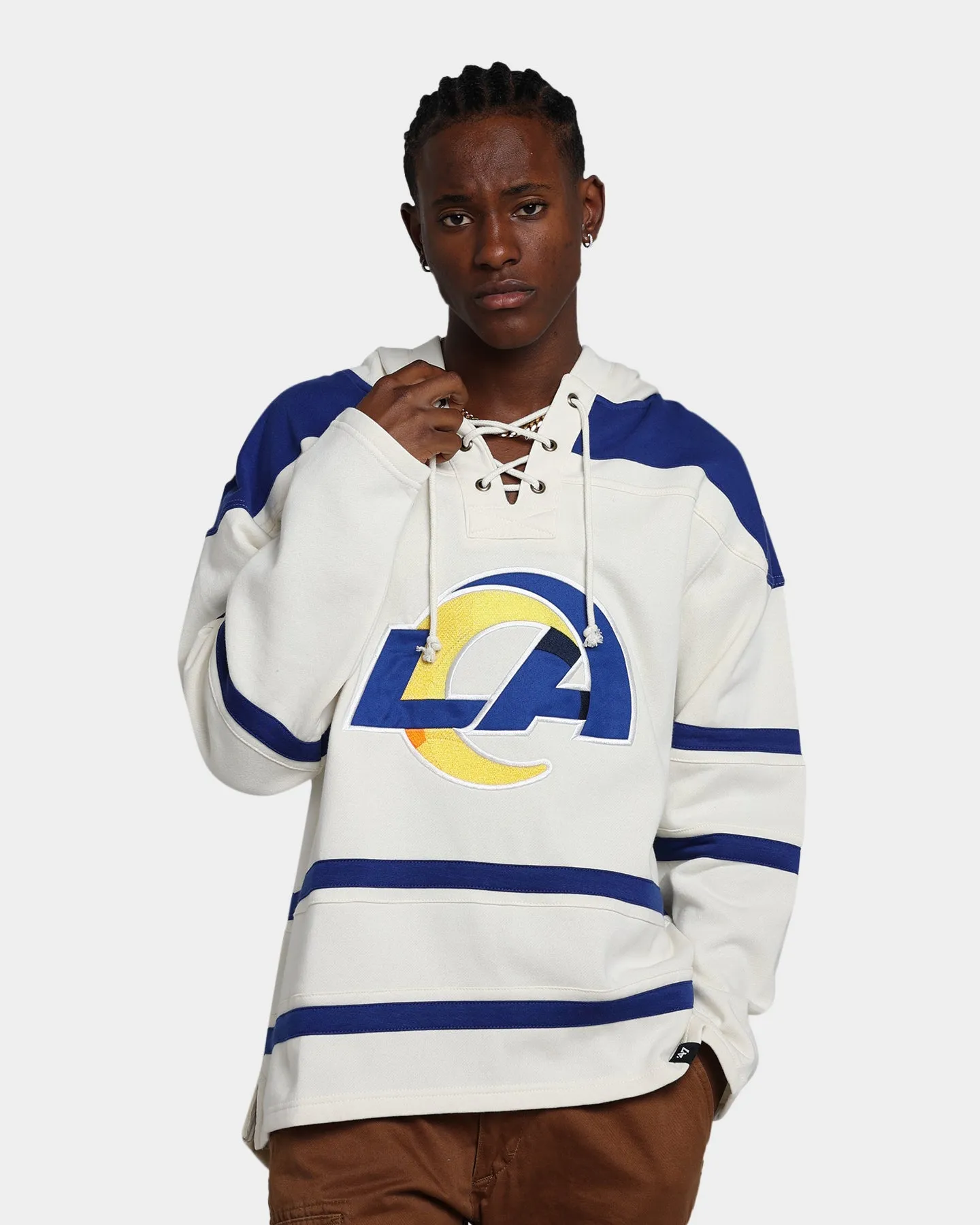 47 Brand Los Angeles Rams Superior Lacer Hoodie Cream