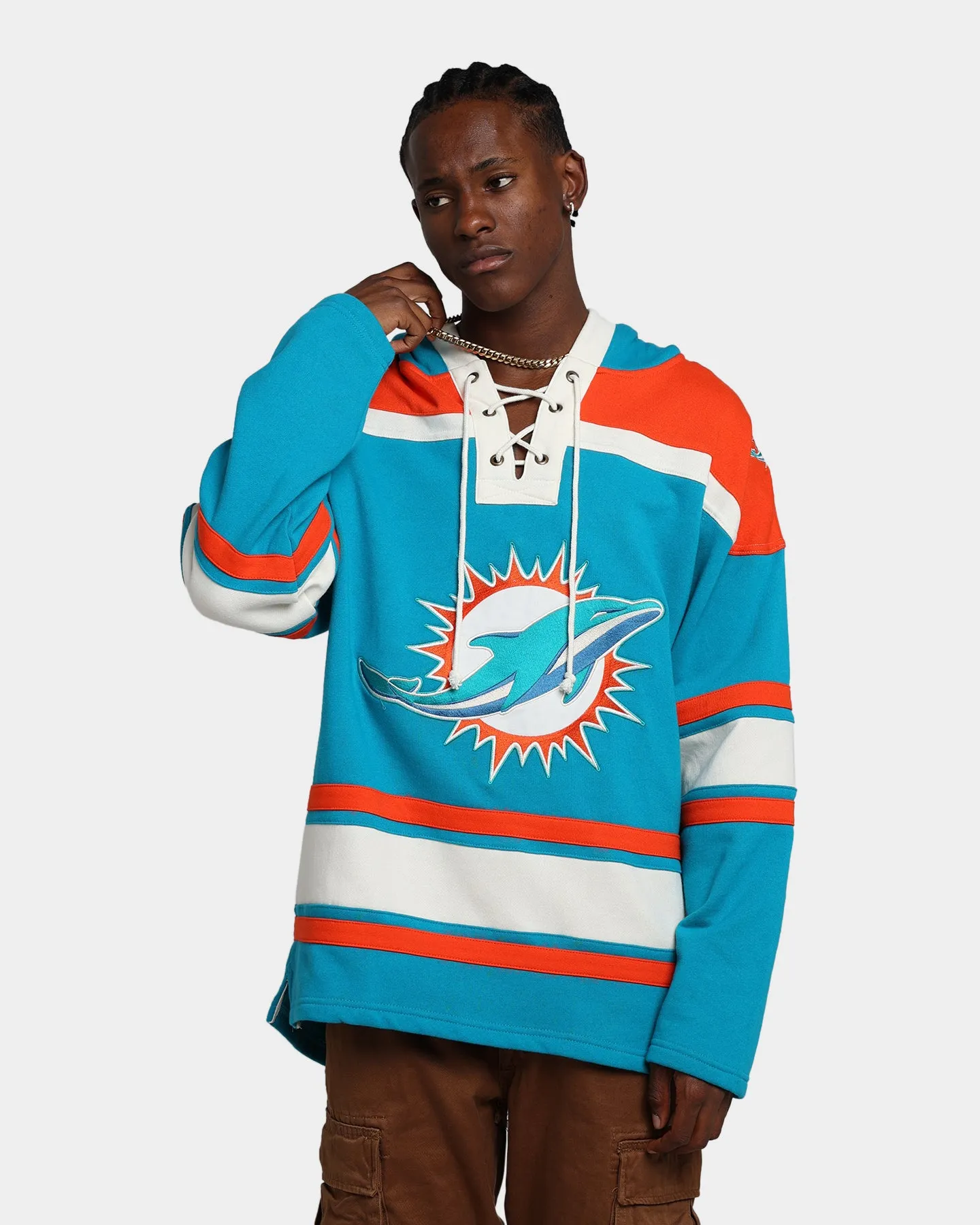 47 Brand Miami Dolphins Superior Lacer Hoodie Neptune/Orange