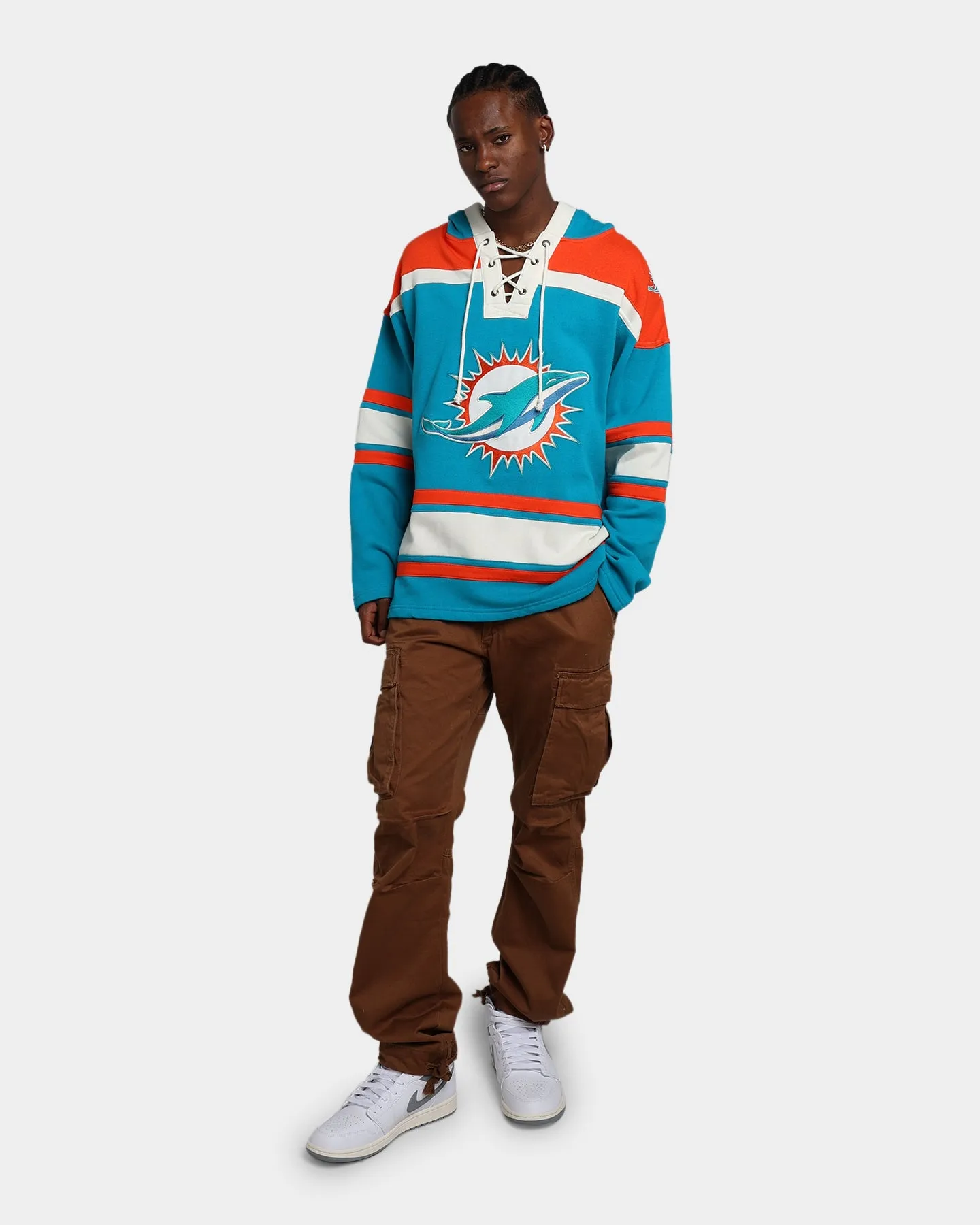 47 Brand Miami Dolphins Superior Lacer Hoodie Neptune/Orange