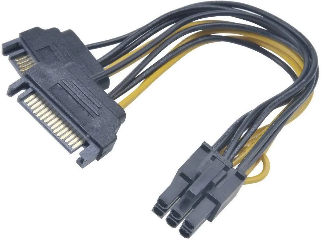 6 Pin PCIe to Dual SATA Power Cable, 2X SATA to 6 Pin PCIe