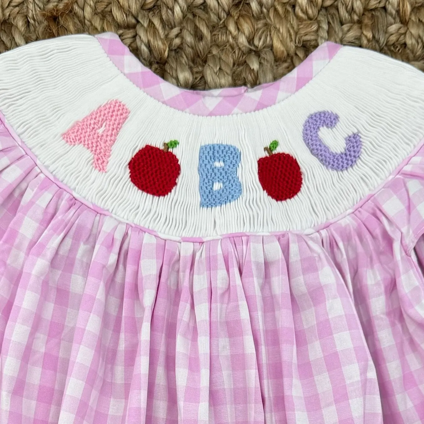 ABC Smocked Bubble in Pink Gingham