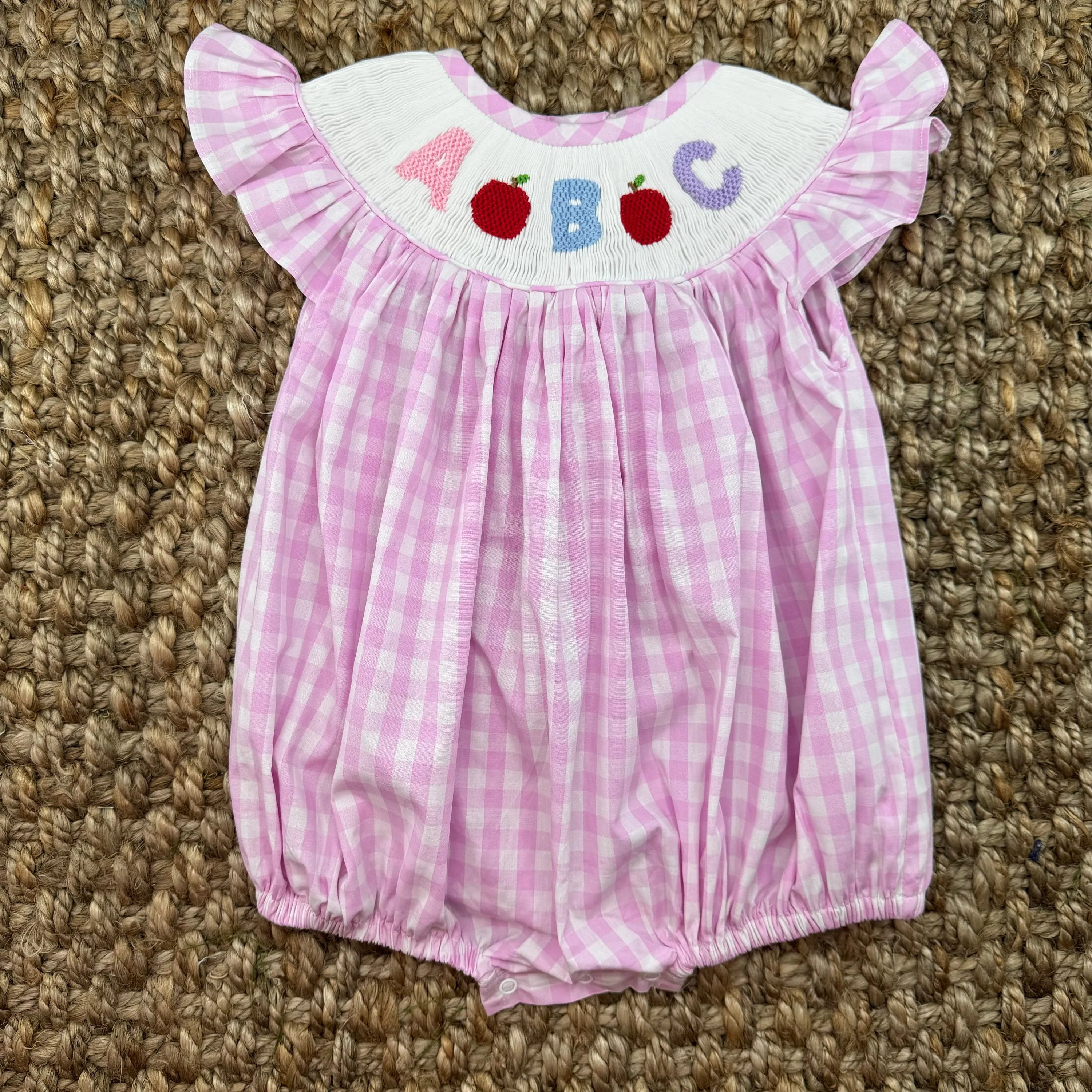 ABC Smocked Bubble in Pink Gingham