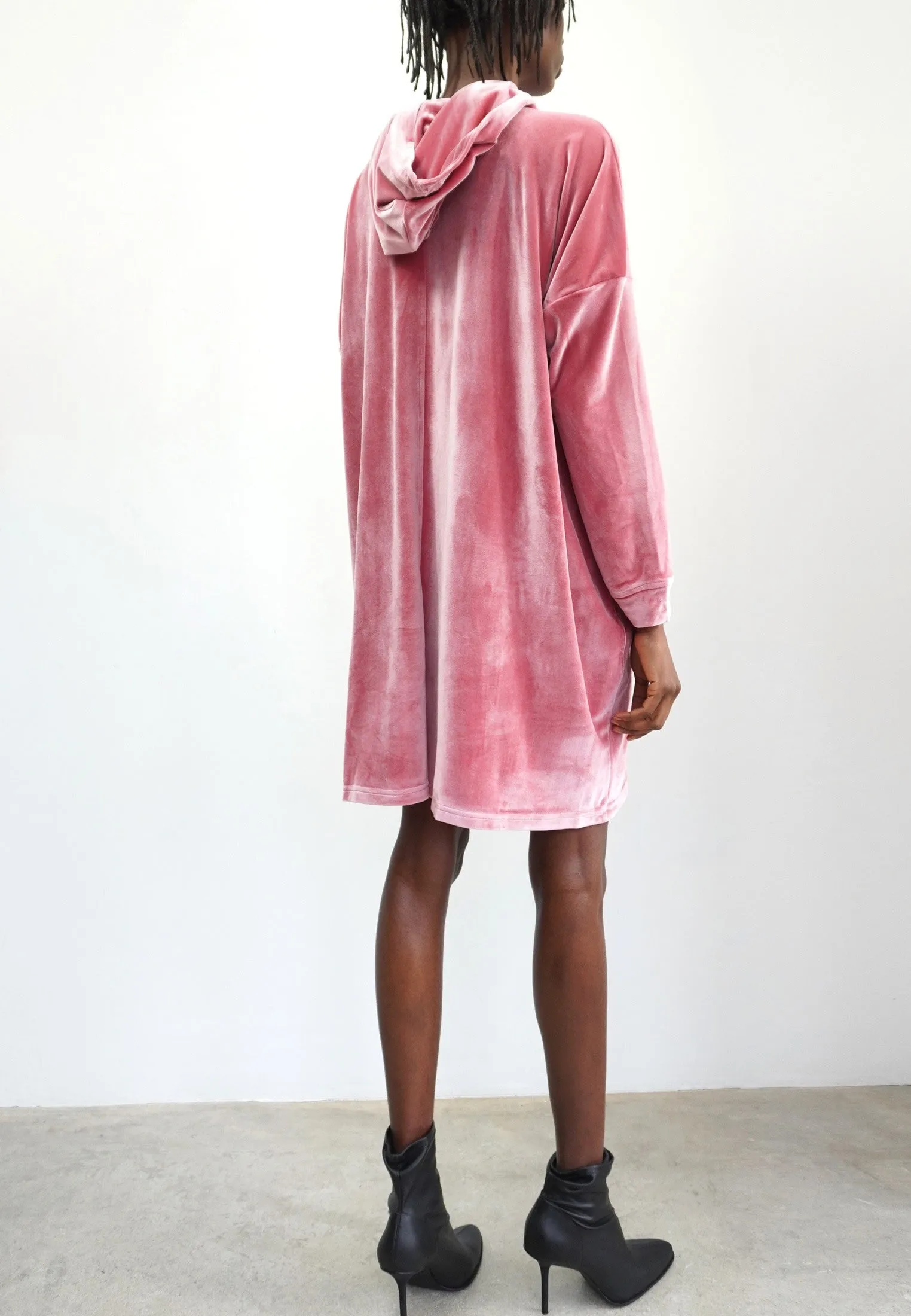 ABSOLUTE HOODIE DRESS DUSKY PINK