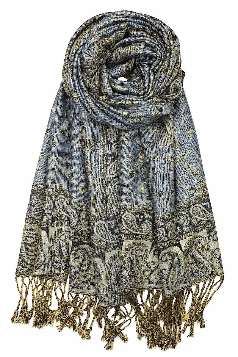 Achillea Soft Silky Reversible Paisley Pashmina Shawl Wrap Scarf