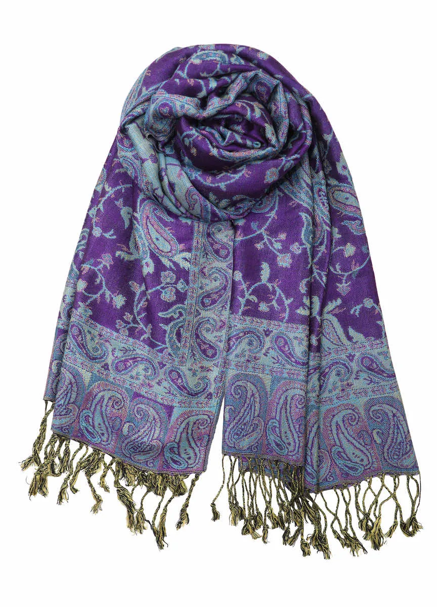 Achillea Soft Silky Reversible Paisley Pashmina Shawl Wrap Scarf