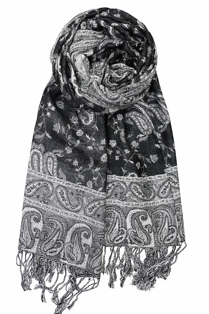 Achillea Soft Silky Reversible Paisley Pashmina Shawl Wrap Scarf