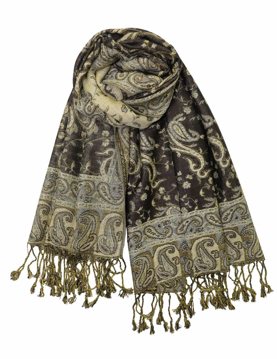 Achillea Soft Silky Reversible Paisley Pashmina Shawl Wrap Scarf