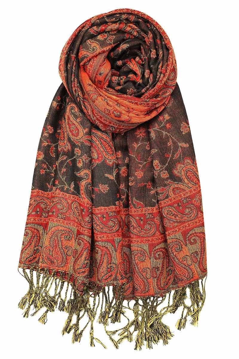 Achillea Soft Silky Reversible Paisley Pashmina Shawl Wrap Scarf