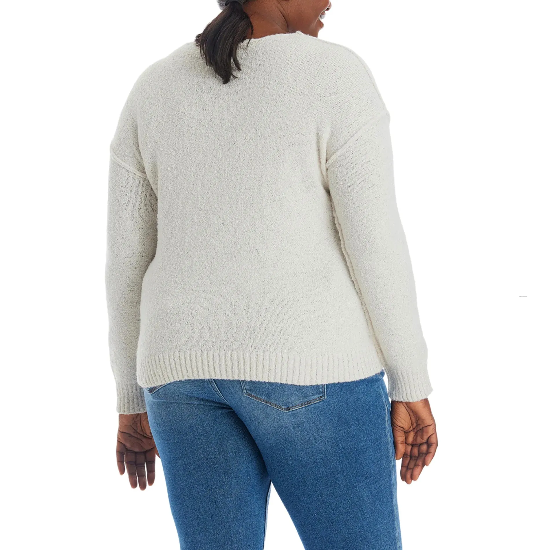 Adyson Parker Women's Plus Cozy V-Neck Soft Knit Inverted Seam Pullover Sweater