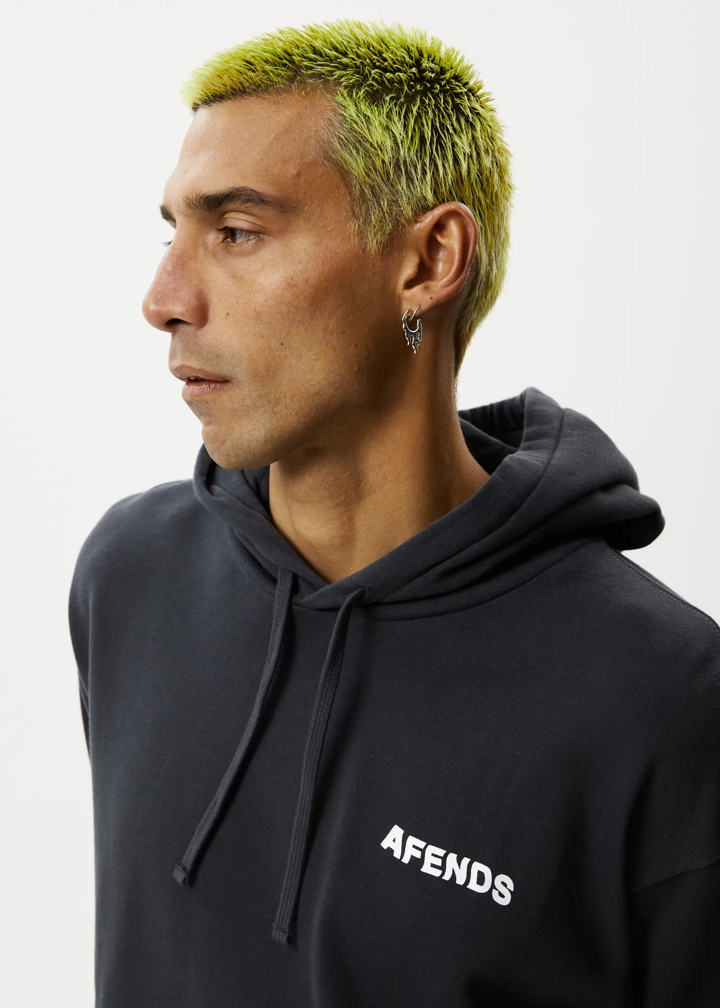 AFENDS Mens Vinyl - Logo Hoodie - Charcoal