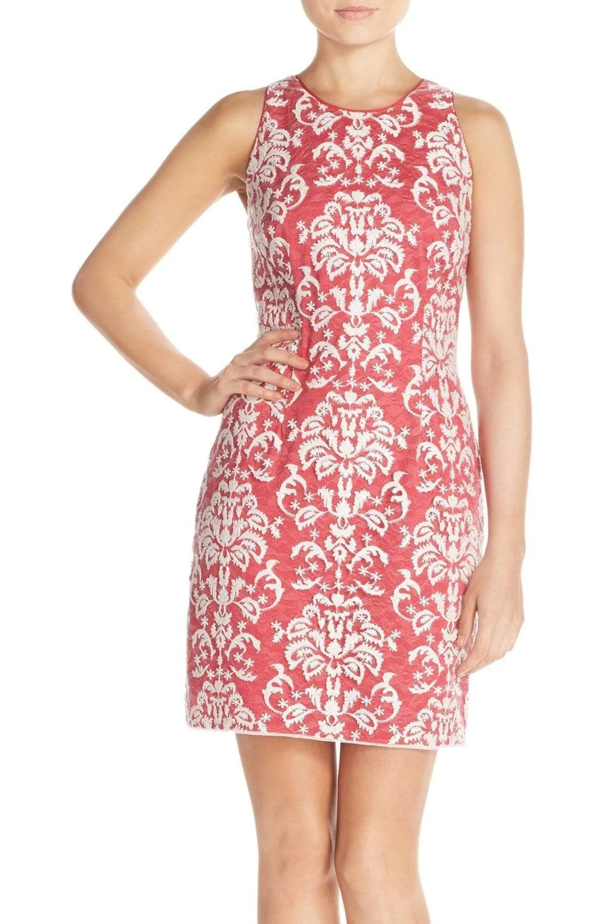 Aidan Mattox - 151A15100 Patterned Jewel Fitted Sheath Cocktail Dress