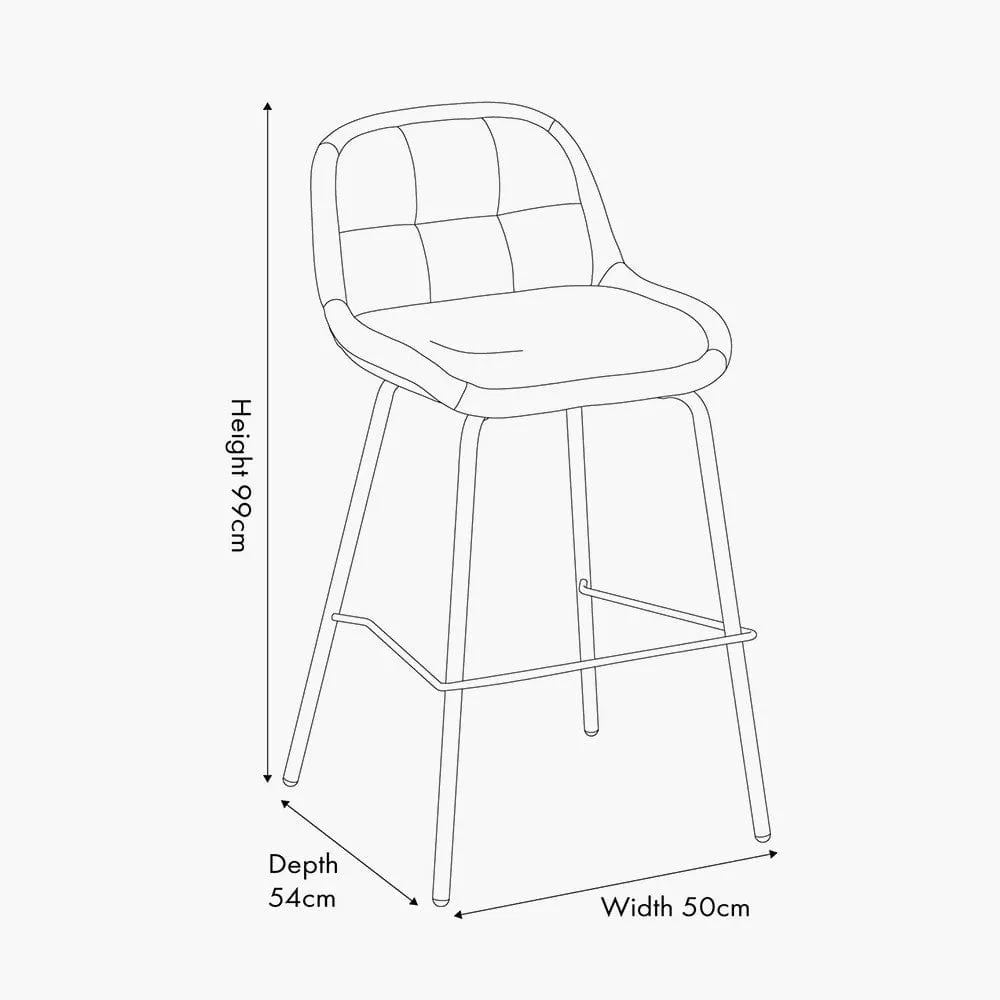 Alba Cinnamon Velvet and Black Metal Bar Stool