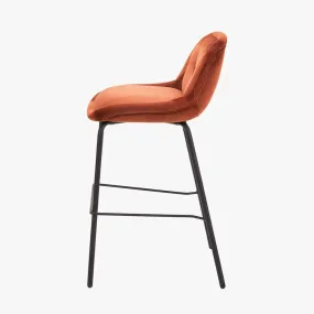 Alba Cinnamon Velvet and Black Metal Bar Stool