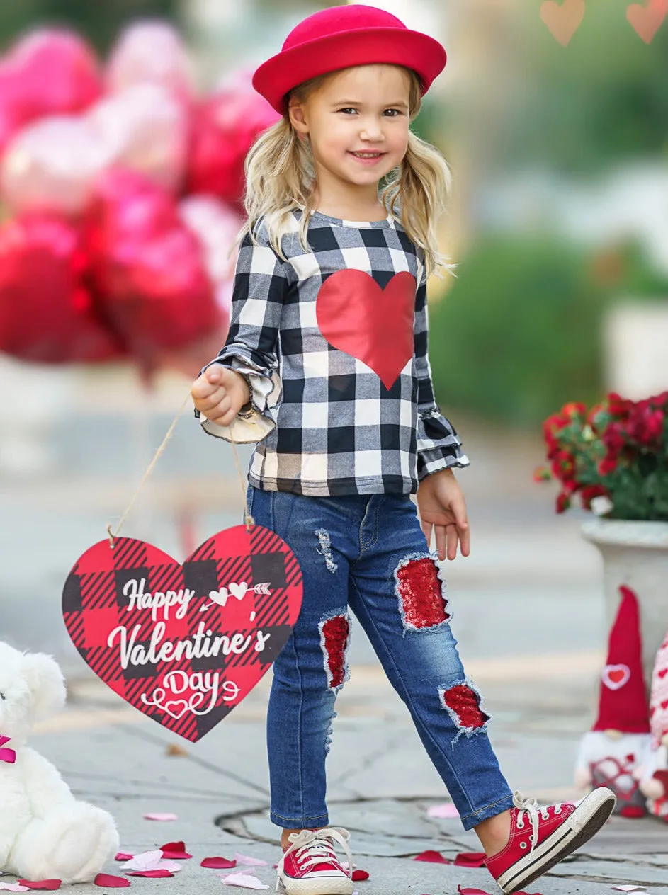 All You Need Is Love Patched Jeans Set