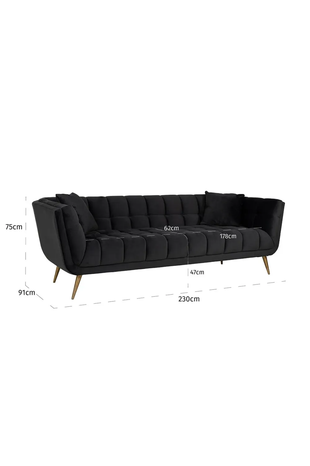 Anthracite Velvet Channel Stitched Sofa | OROA Huxley