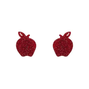 Apple Glitter Resin Stud Earrings - Red