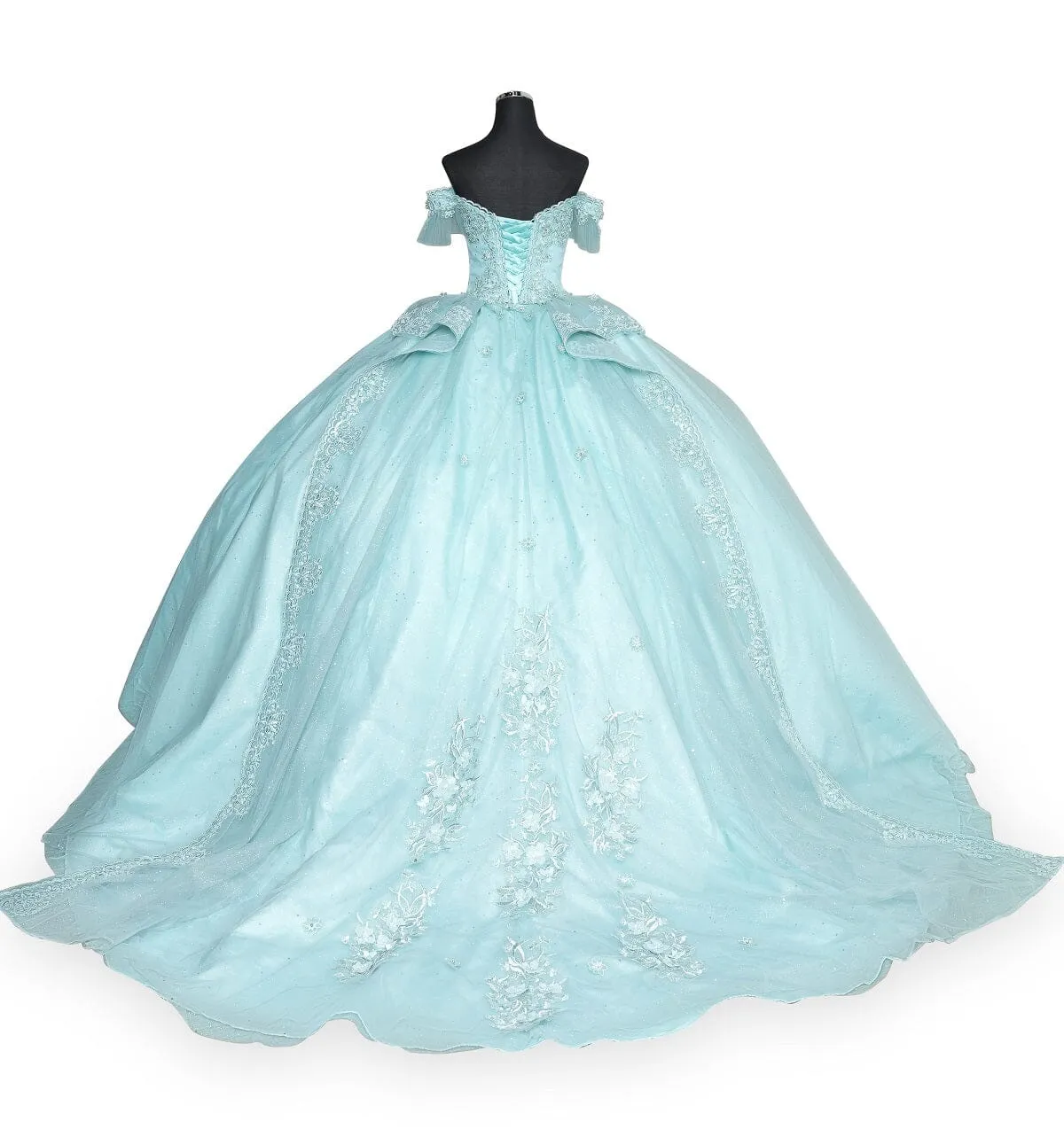 Applique Off Shoulder Ball Gown by Cinderella Couture 8055J