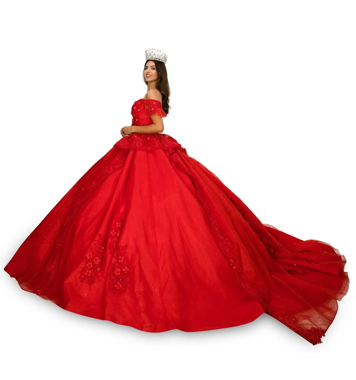 Applique Off Shoulder Ball Gown by Cinderella Couture 8055J