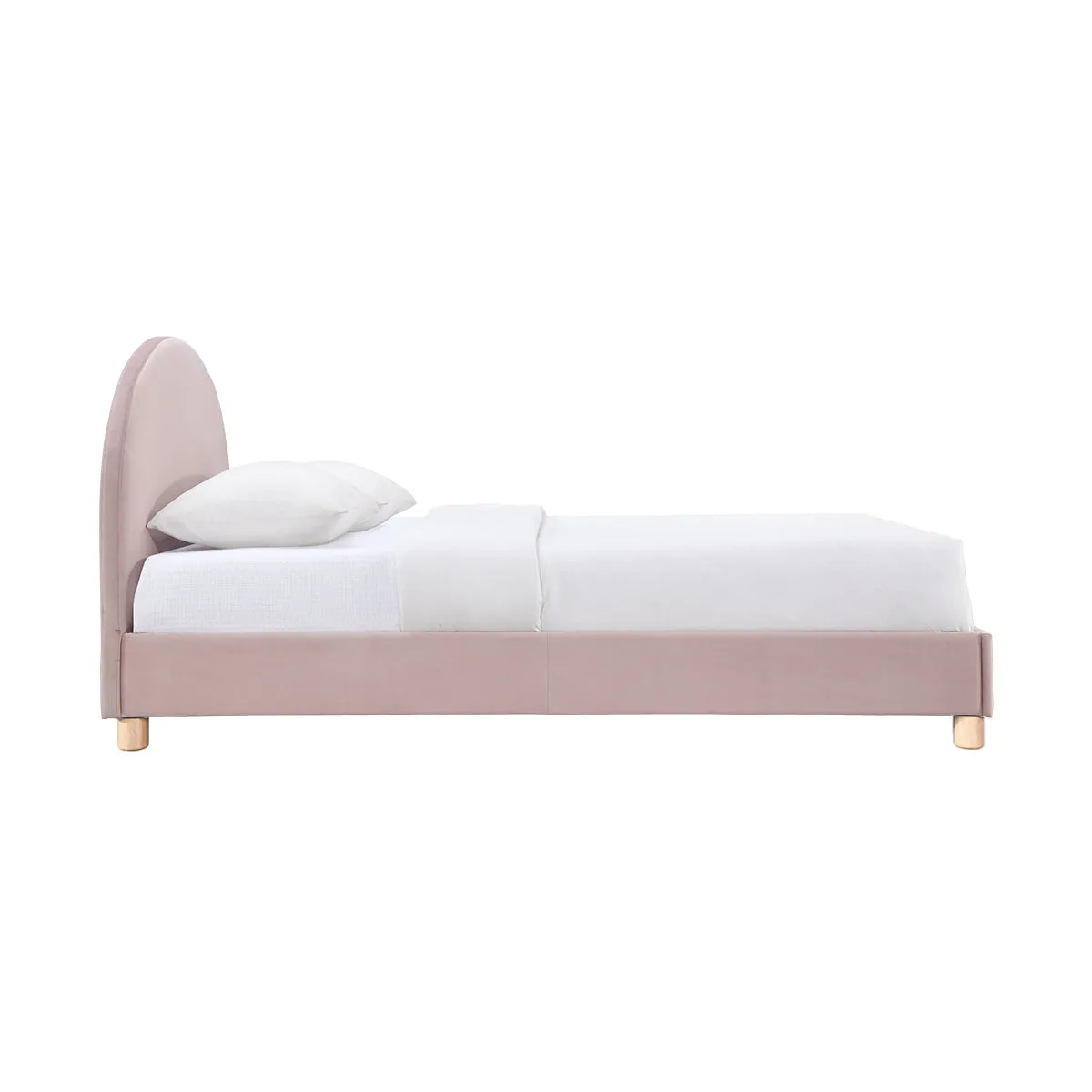 Archie Velvet Double Bed (Blush)