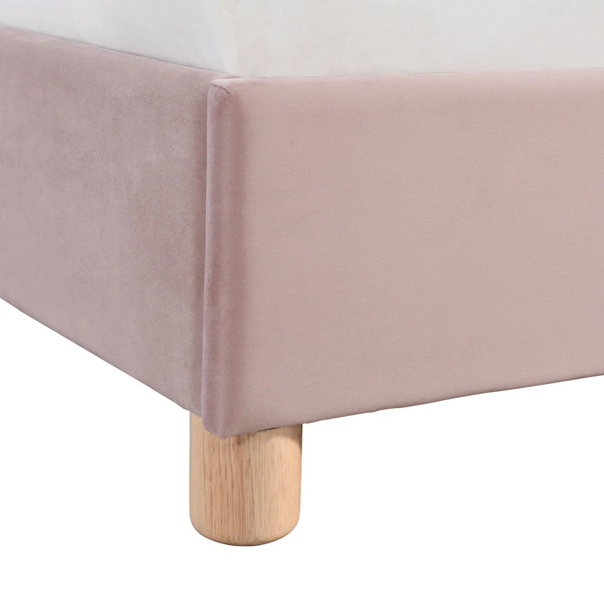 Archie Velvet Double Bed (Blush)