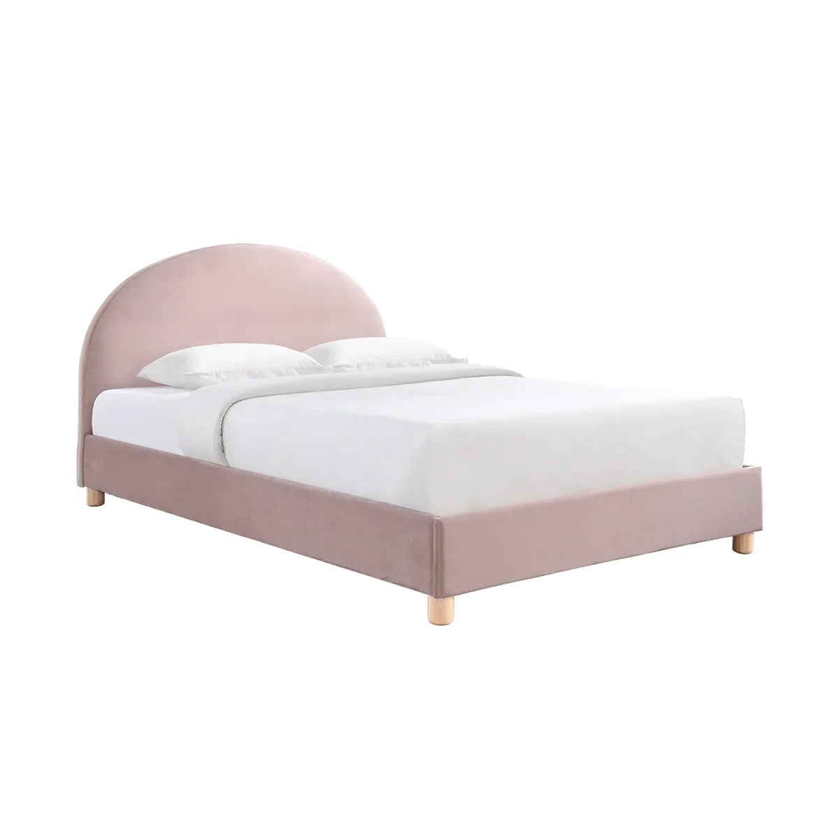 Archie Velvet Double Bed (Blush)