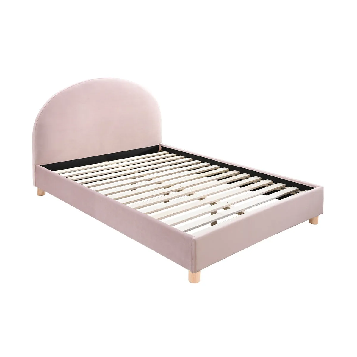 Archie Velvet Double Bed (Blush)