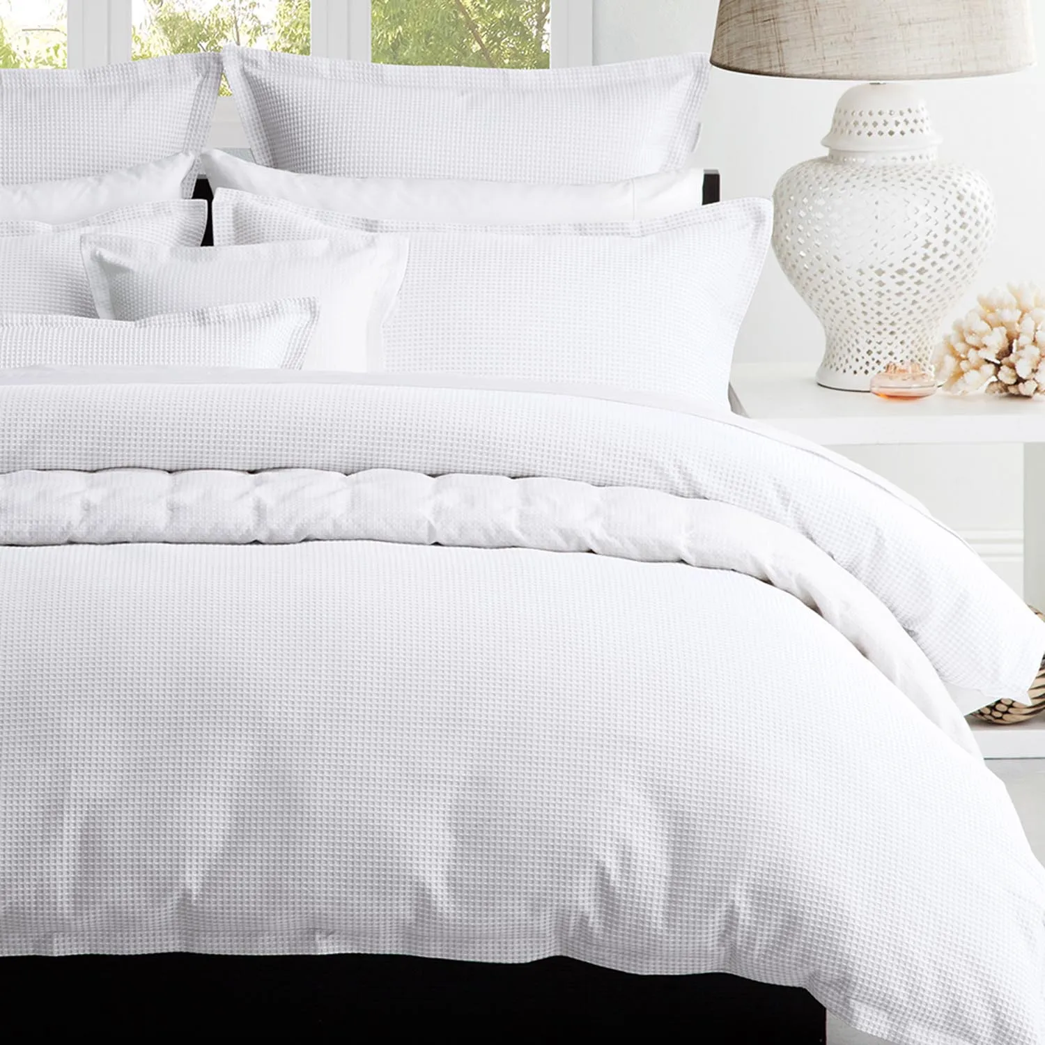 Ascot White Waffle Quilt Cover Set