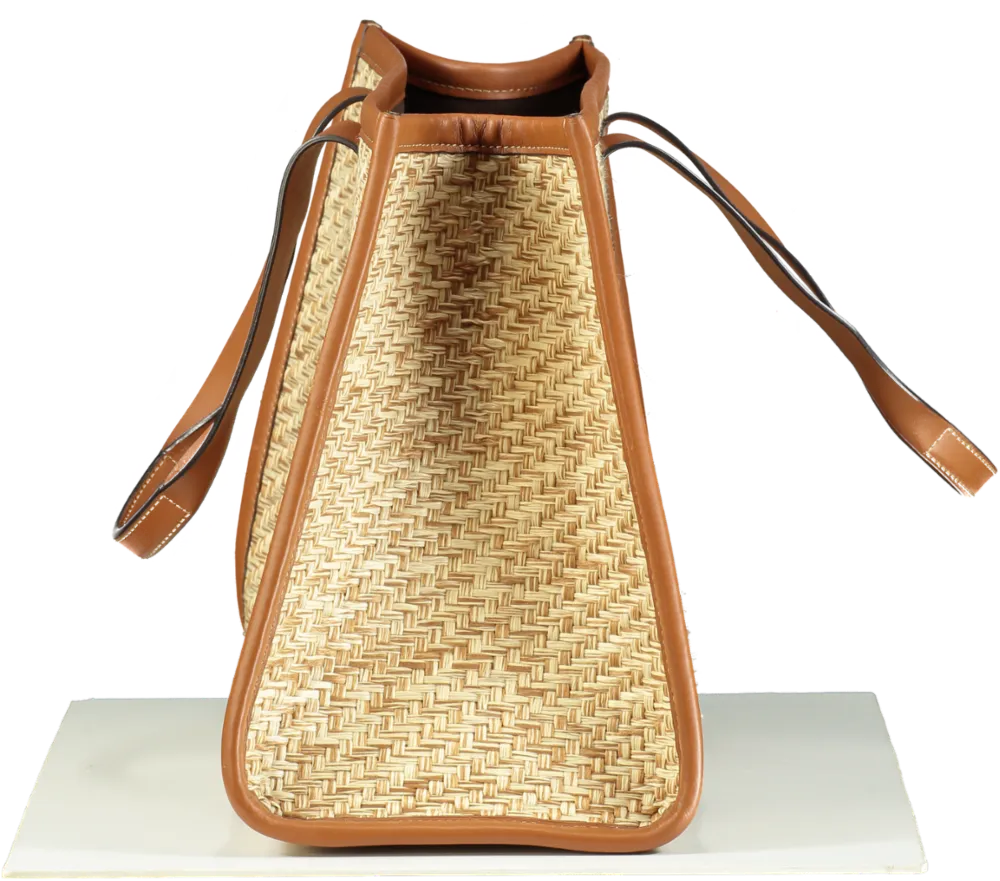 Aspinal Of London Henley Raffia Tote Bag Natural Raffia & Smooth Tan