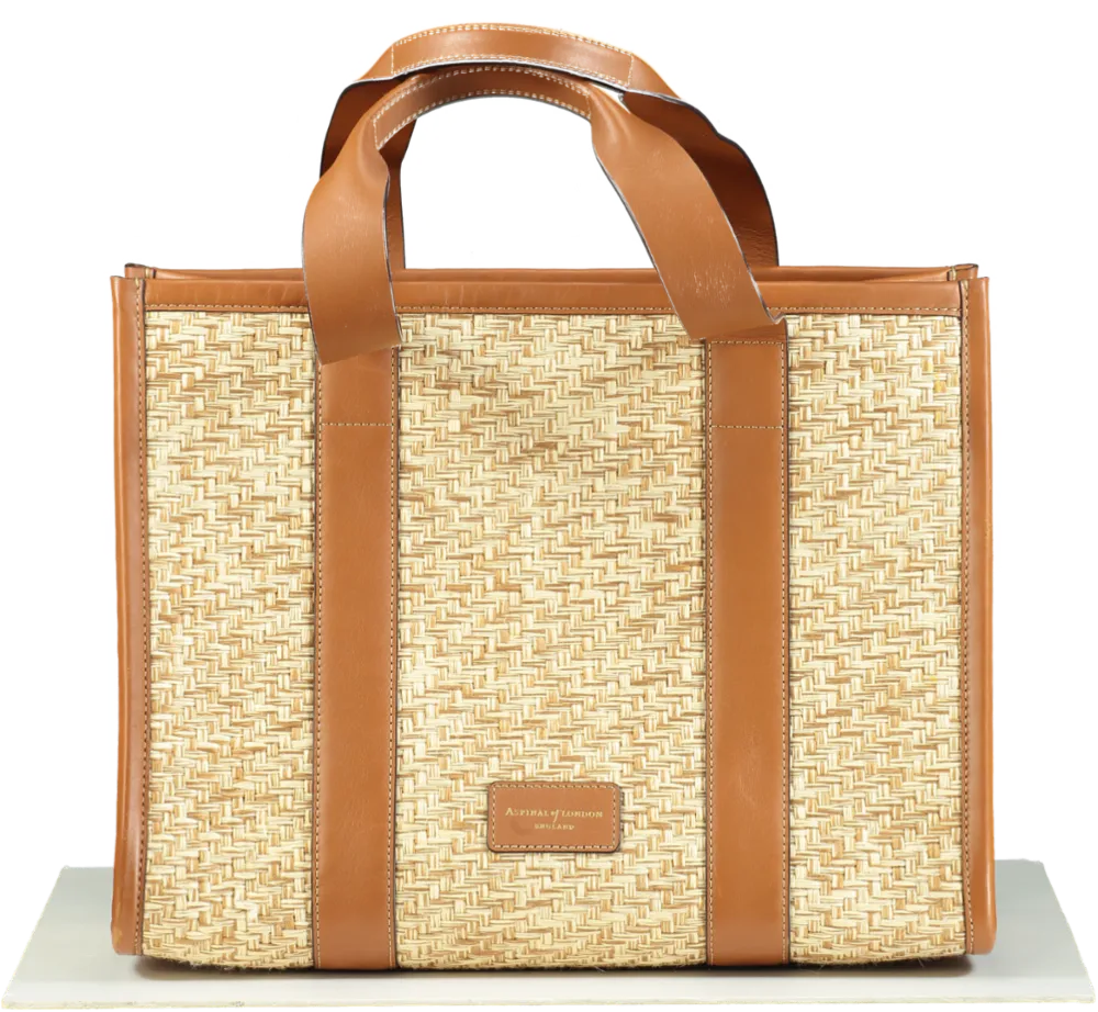 Aspinal Of London Henley Raffia Tote Bag Natural Raffia & Smooth Tan