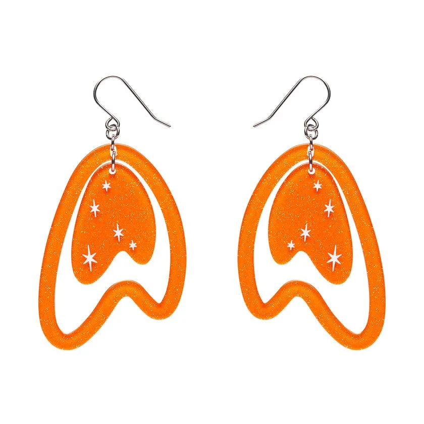 Atomic Boomerang Drop Earrings - Orange