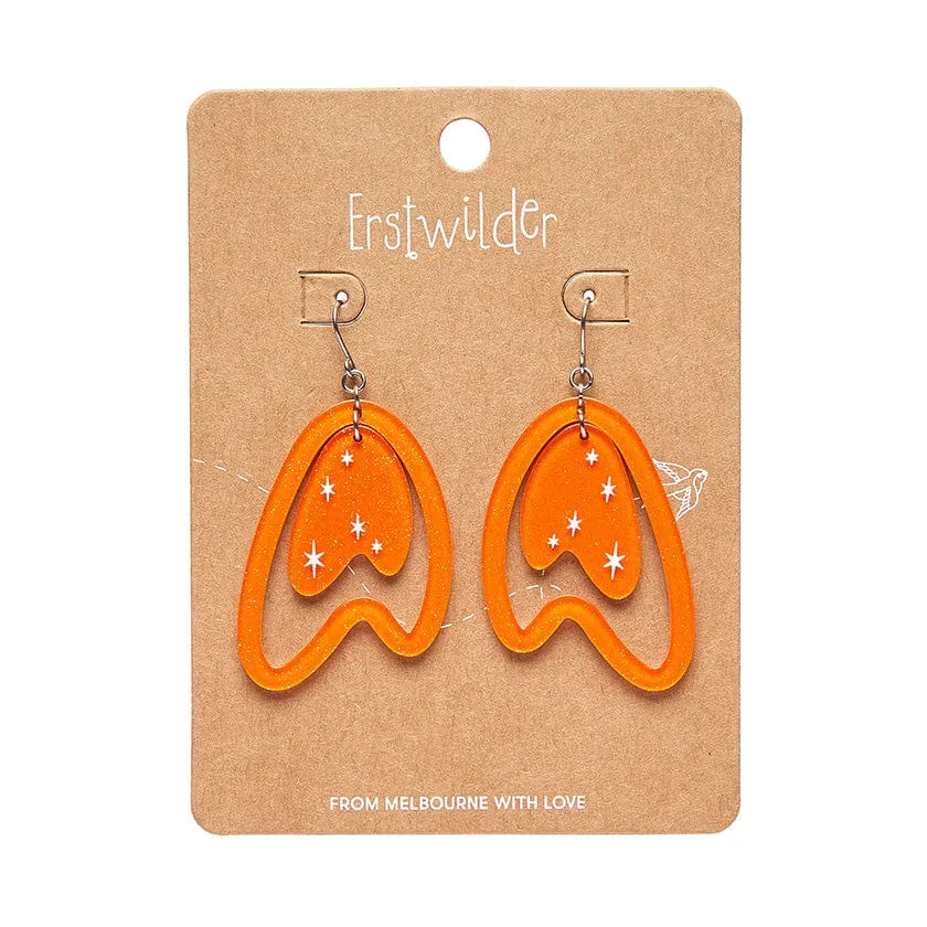 Atomic Boomerang Drop Earrings - Orange