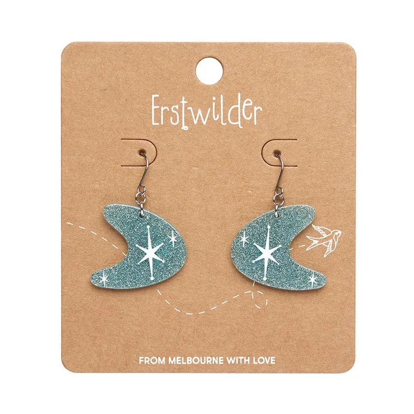 Atomic Boomerang Glitter Drop Earrings - Blue