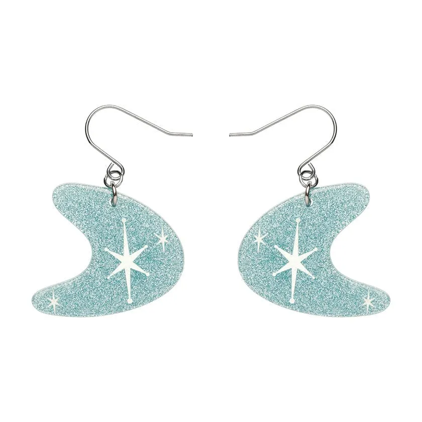 Atomic Boomerang Glitter Drop Earrings - Blue