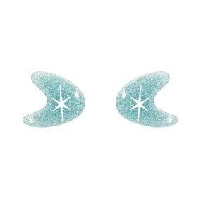 Atomic Boomerang Glitter Stud Earrings - Blue