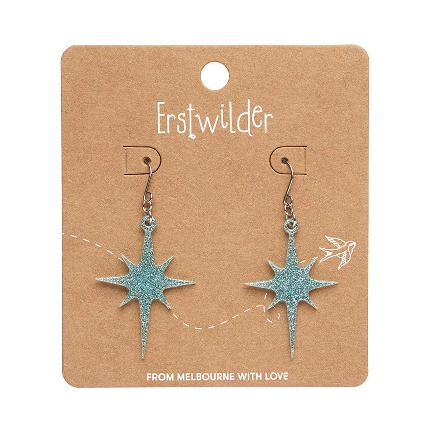 Atomic Star Glitter Drop Earring - Blue