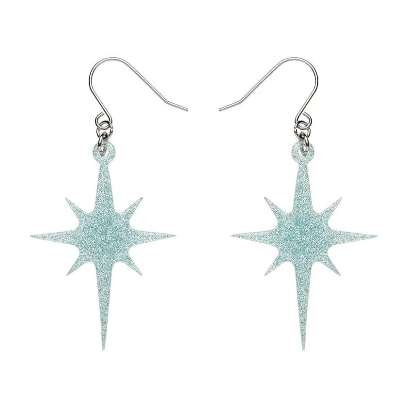 Atomic Star Glitter Drop Earring - Blue