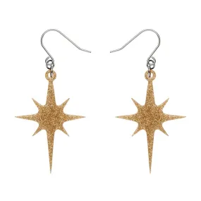 Atomic Star Glitter Drop Earring - Gold