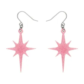 Atomic Star Glitter Drop Earring - Pink